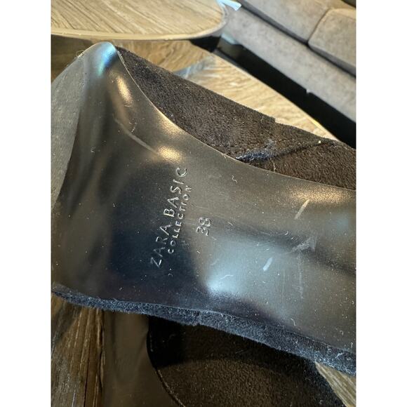 ZARA Black Sock Stretch Stiletto Heeled Ankle Boots Fabric Upper Size 38 - Picture 6 of 8